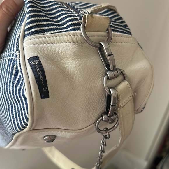 KAPITAL style / Armani Jeans Canvas/Leather Women's Satchel Hand Bag 13" x 9" - Picture 9 of 12